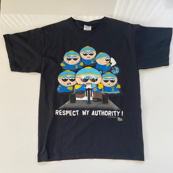 1998 Vintage South Park Cartman Respect My Authority Logo Shirt Mens Large 90s
